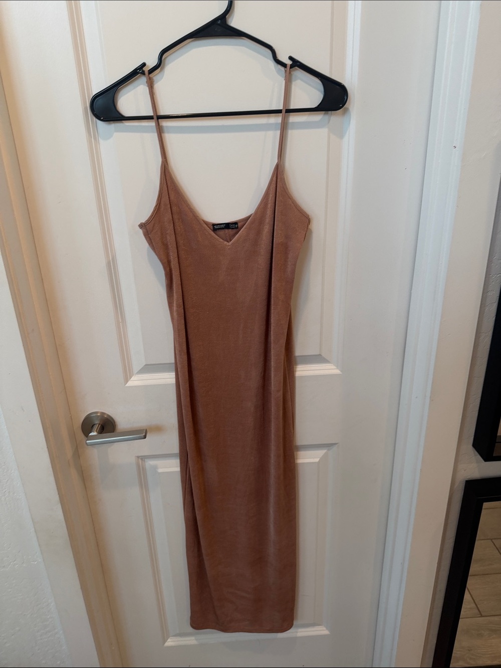 Zara Slip Midi Dress in Taupe Brown